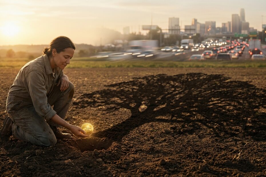 Conceito de baixa preferência temporal com plantio de Bitcoin visando o futuro