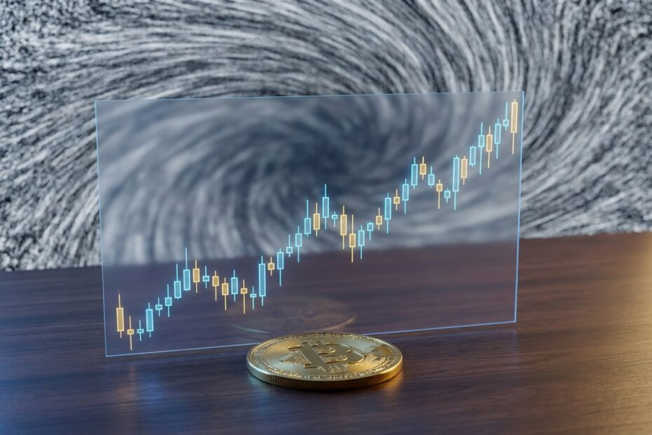 Bitcoin sobre gráficos financeiros limpos filtrando ruído de mercado