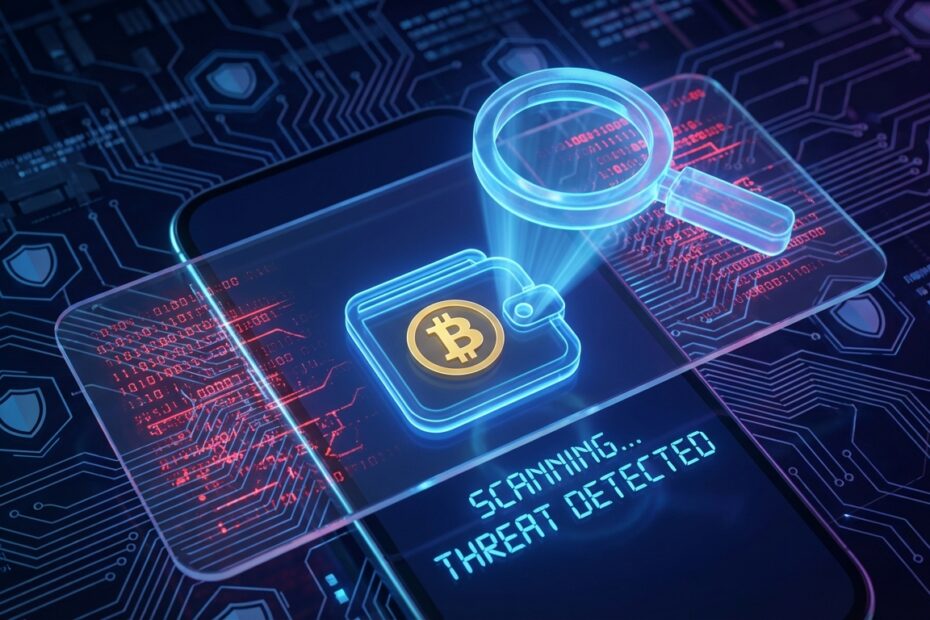 Análise de segurança digital detectando softwares maliciosos em aplicativo de carteira Bitcoin
