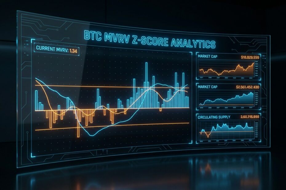 Gráfico ilustrativo do indicador MVRV Bitcoin em painel de análise on-chain