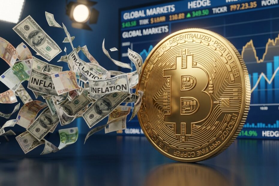 Bitcoin atuando como escudo contra a inflação e desvalorização do dinheiro fiduciário