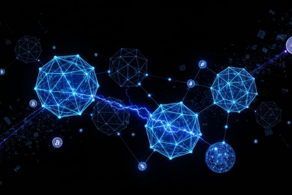 Representação visual da mineração de Bitcoin na blockchain