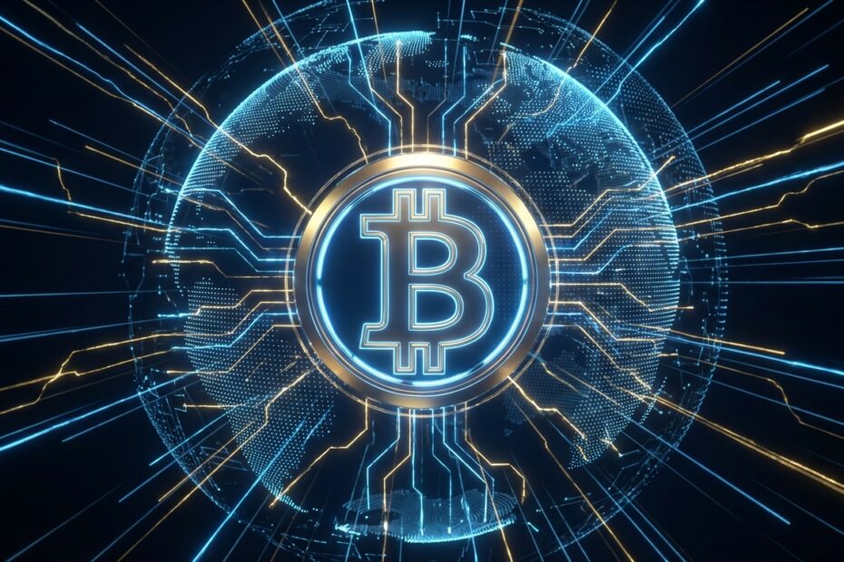 Gráfico representativo da Rede Lightning do Bitcoin conectando o mundo com velocidade