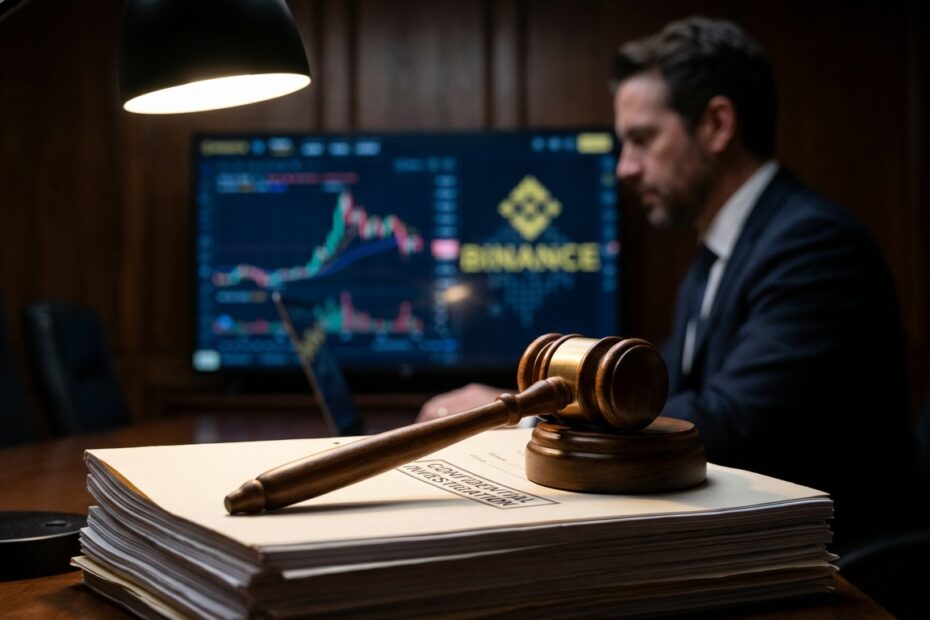 Conceito de investigação legal sobre transações de criptomoedas na Binance