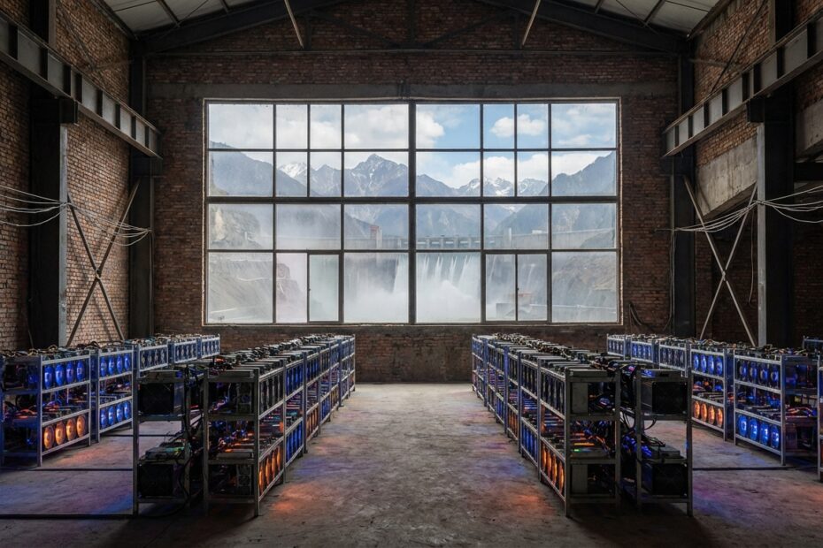 Instalação clandestina de mineração de Bitcoin na China aproveitando energia hidrelétrica