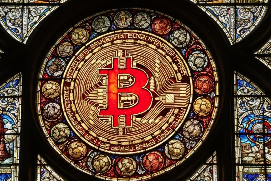 Ilustração do Bitcoin e rede blockchain