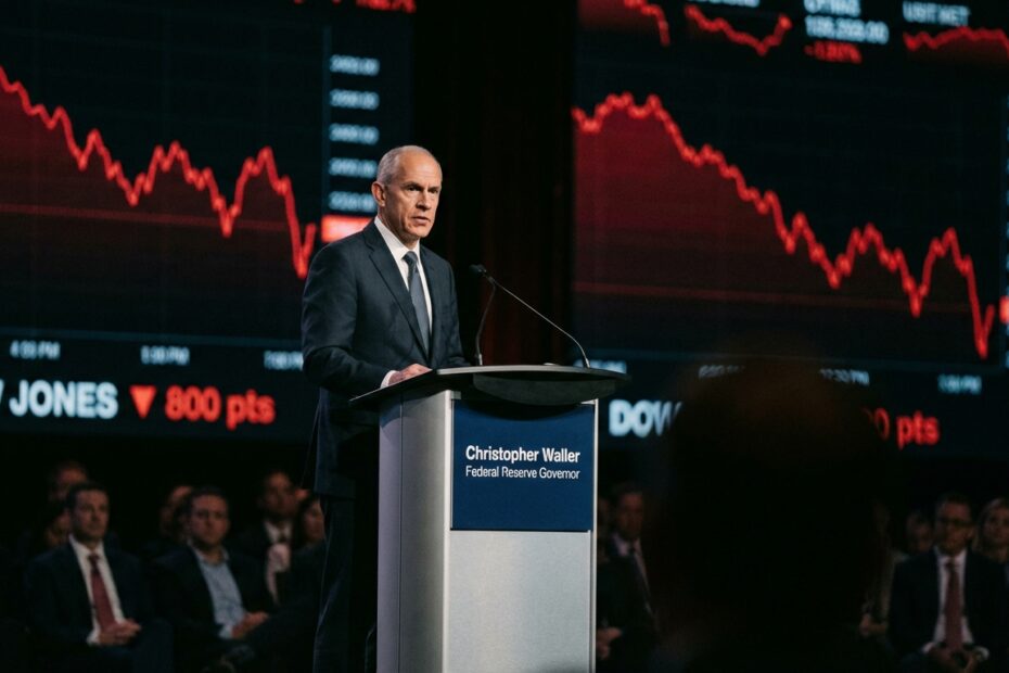 Christopher Waller discursa sobre o mercado de criptomoedas em conferência na Califórnia