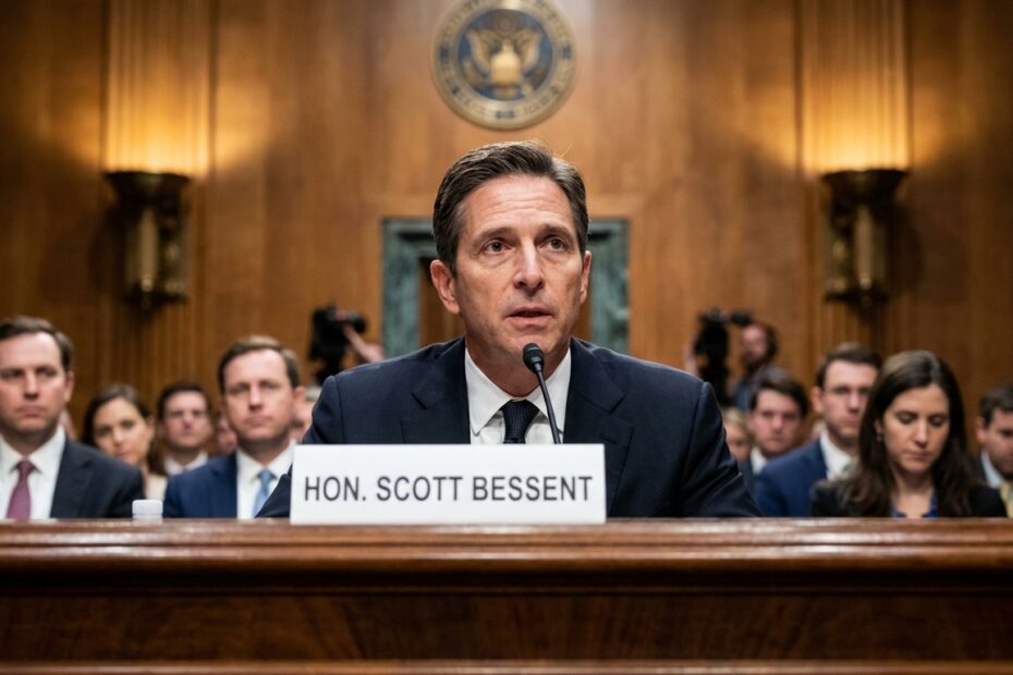 Scott Bessent depondo no Comitê Bancário do Senado dos EUA