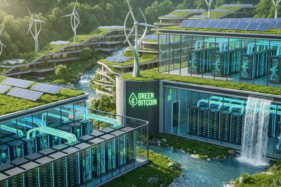 Mineração de Bitcoin verde integrada com fontes de energia renovável