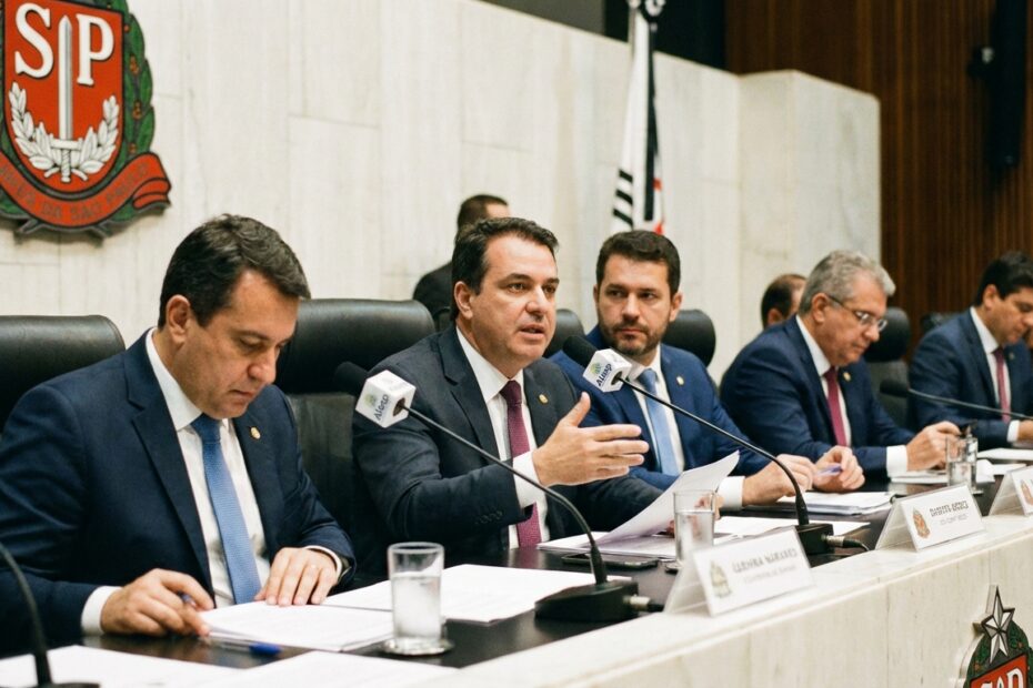 Sessão de comissão parlamentar na Assembleia Legislativa de São Paulo