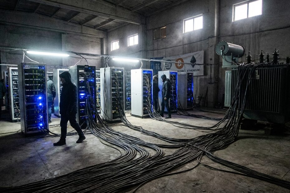 Racks de computadores usados para mineração de criptomoedas apreendidos